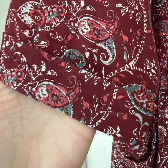 Garnet Hill, wine paisley dress, pockets - Picture 8 of 10